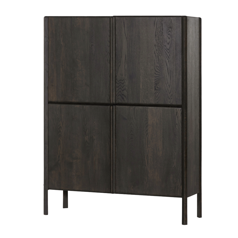 Detail van de deur van de Amalfi opbergkast in bruin basalt