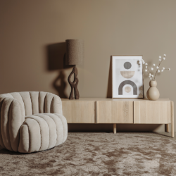 Detail van de Amalfi TV-meubel in witte was, landelijk modern stijl