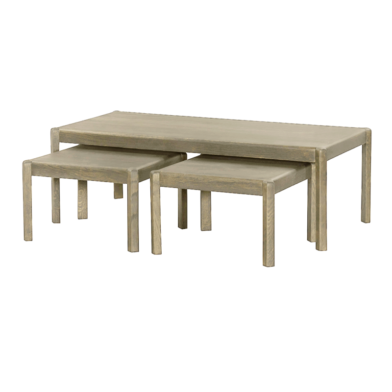 Amalfi Salontafel en Bijzettafel (set) white wash vanaf 50 cm