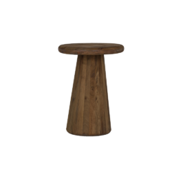 Detail van de bruine houten bijzettafel