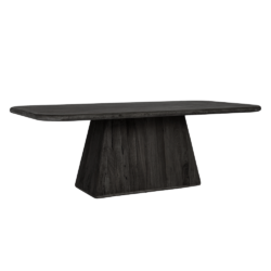 Detail van Asti eetkamertafel zwart, textuur van mango hout