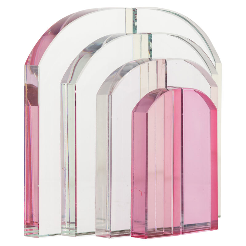 Detail van glasoppervlak van Boekenstandaard Alissia