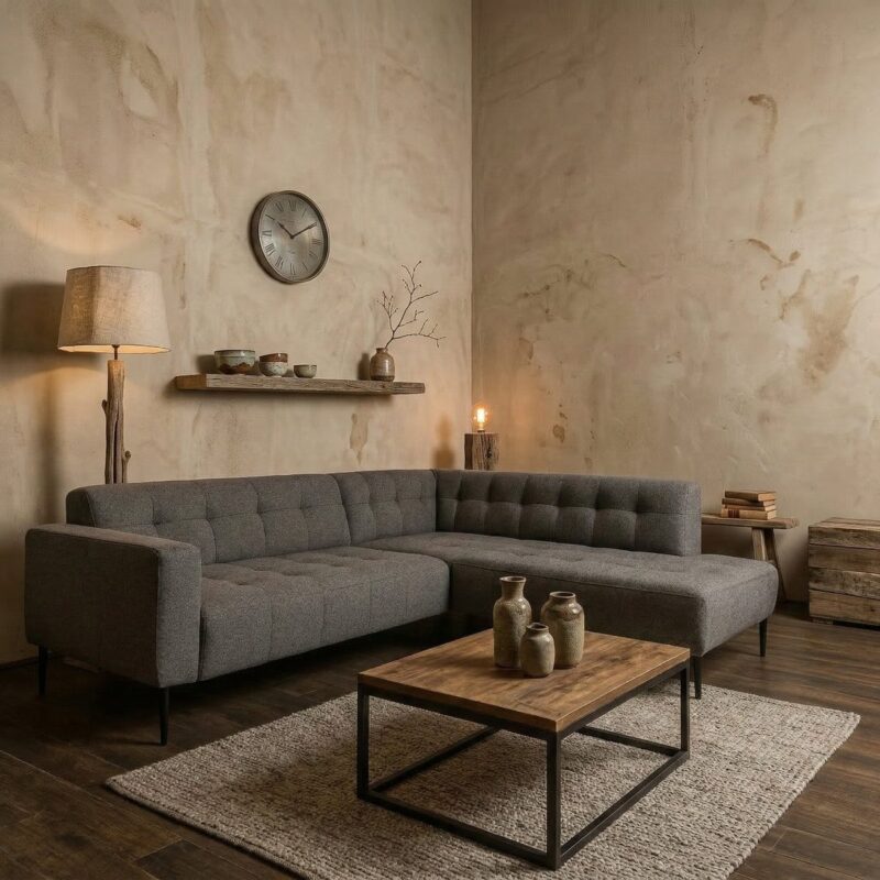 Hoekbank Bovino in Bella antraciet