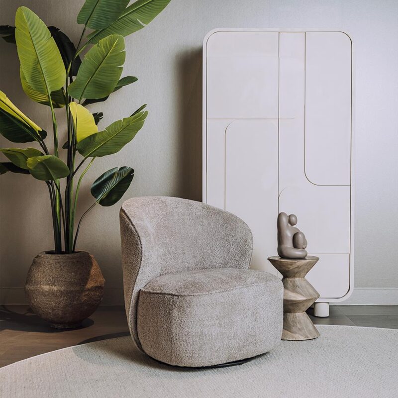 Belvi Fauteuil - fabric AJ3019-11 Beige (draaibaar)