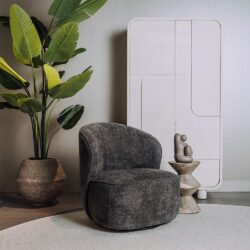 Belvi Fauteuil - fabric AJ3019-20 Dark grey (draaibaar)