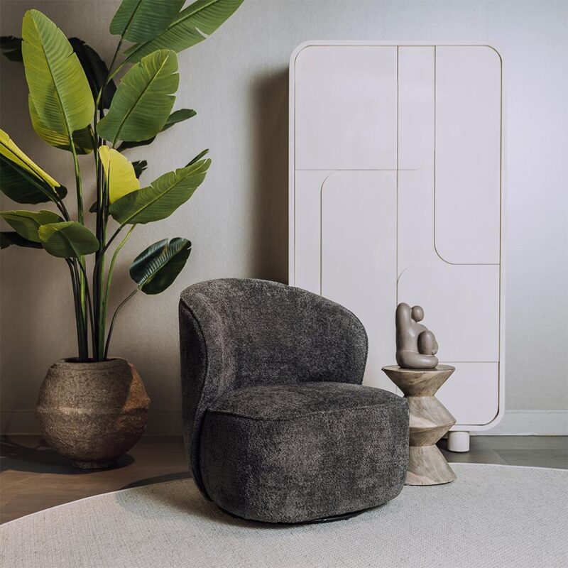 Belvi Fauteuil - fabric AJ3019-20 Dark grey (draaibaar)