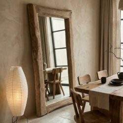 Unieke Japandi spiegen boomtam teakhout 200x100cm