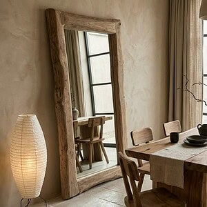 Unieke Japandi spiegen boomtam teakhout 200x100cm