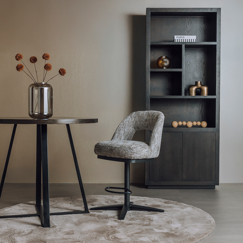 Caldes Barstoel - fabric Ted 8 white-grey (draaibaar)