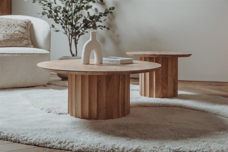 Crotone salontafel set rond 90ø vanaf boven Japandi stijl