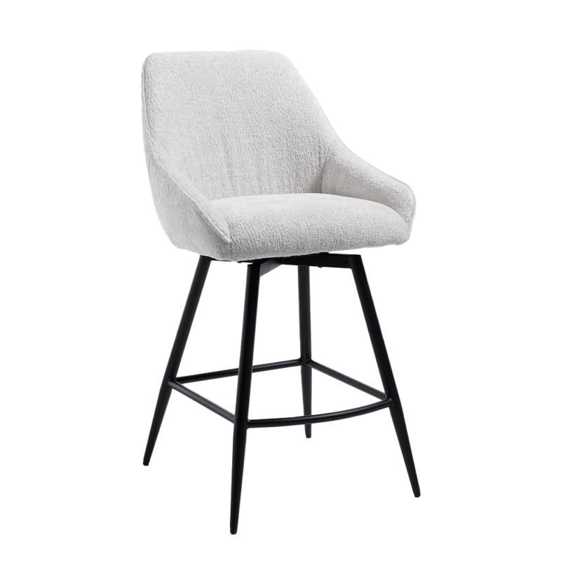 Detail van Trino barstoel met witte Trenza 04 stof