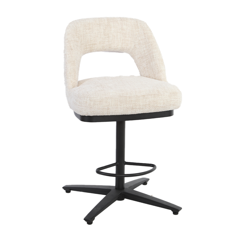 Detail van witte stof op Caldes draaibaar barstool