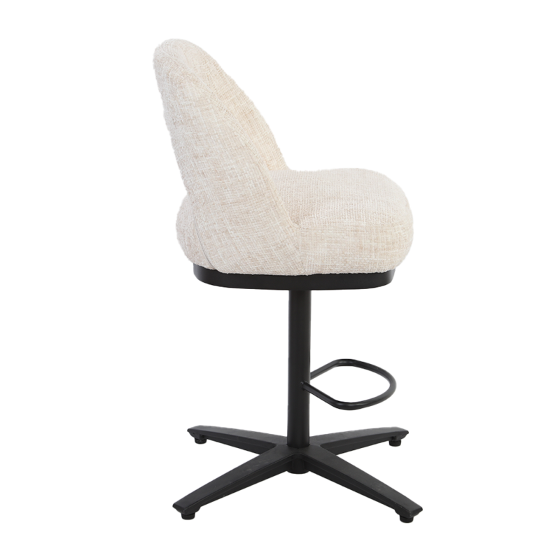 Caldes draaibaar barstool in interieur met witte stof en zwarte frame
