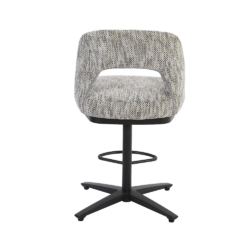 Caldes draaibaar barstool in grijs-wit Ted 8 stof, 180 graden rotatie