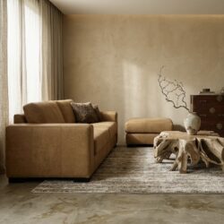 4 zits bank Kentucky + hocker | Africa leder Caramel