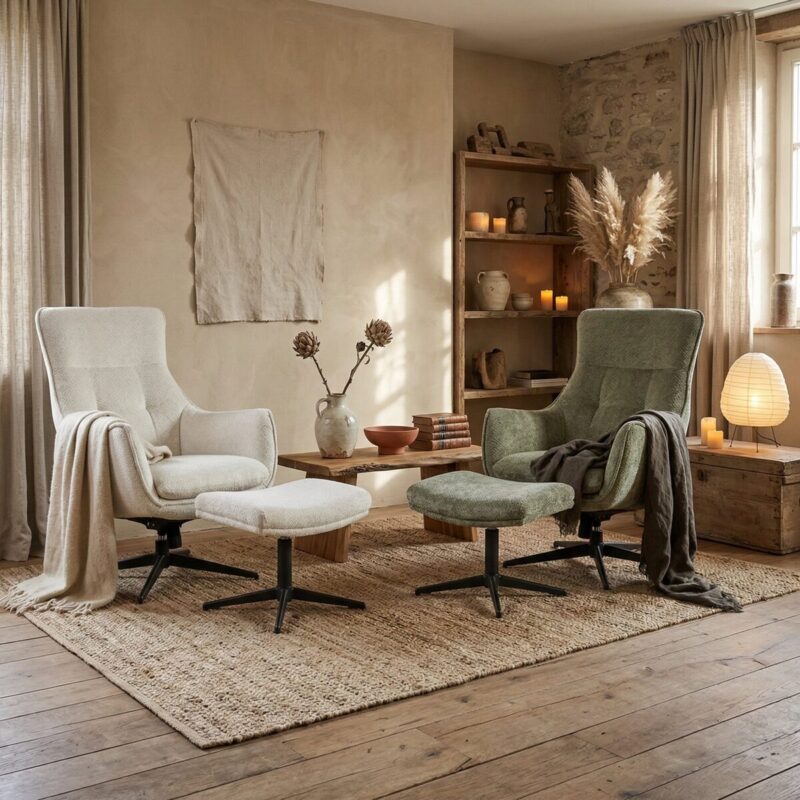 Fauteuil Flynn met hocker Wildeboer en van de Weide