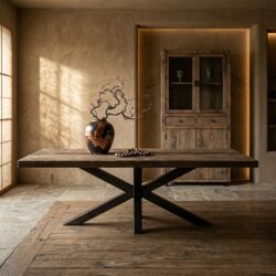 Eettafel massief 8cm dik borneo ironwood ijzerhout