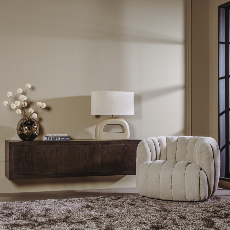 Mincio hangend TV-meubel in bruin eikenhouten finish, landelijk modern stijl