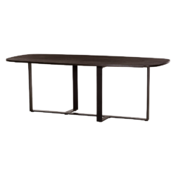 Detaillering van de eetkamertafel Mincio in bruin eikenhout