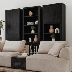 Detail van de Tenna opbergkast 80 cm, zwart, mango wired