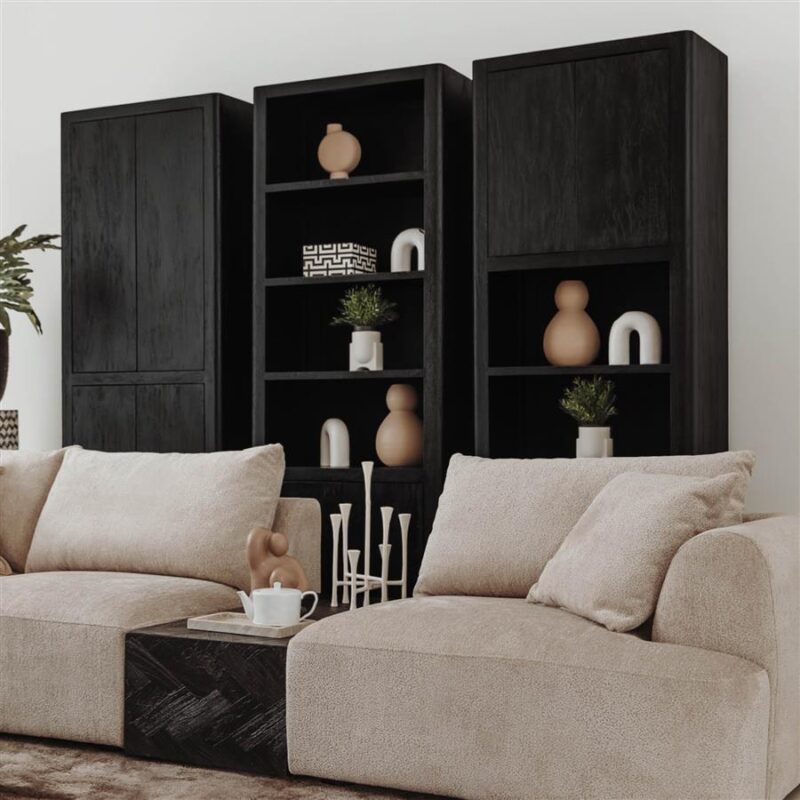 Detail van de Tenna opbergkast 80 cm, zwarte handgreep