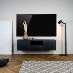 Tenna TV-meubel 150 cm in interieur, mango zwart, houten TV-meubel in woonkamer