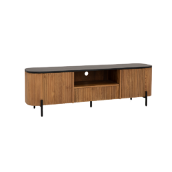 Detail van het Palazzo TV-meubel, natuurlijk hout, concrete straw wash finish