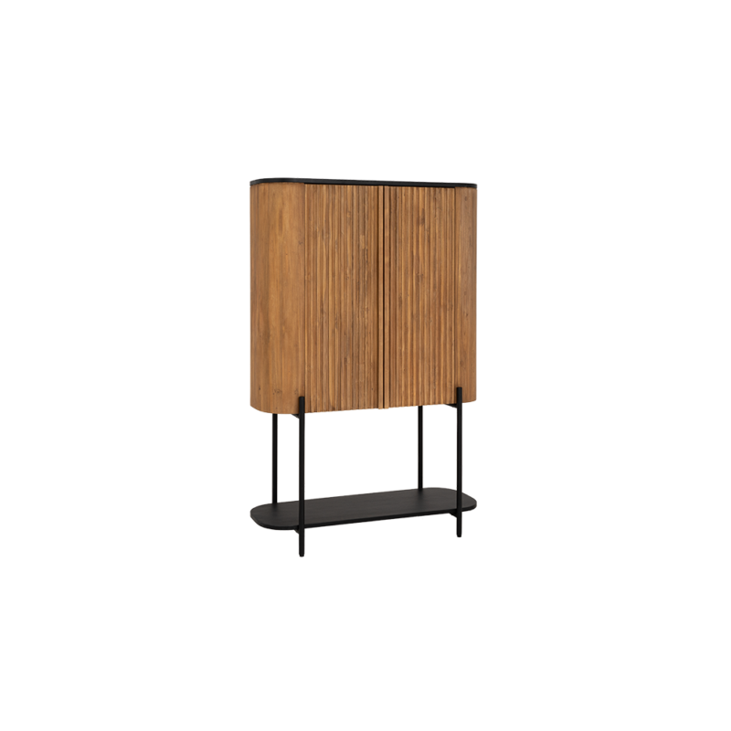 Detail van de Palazzo opbergkast met recycled teak en concreet