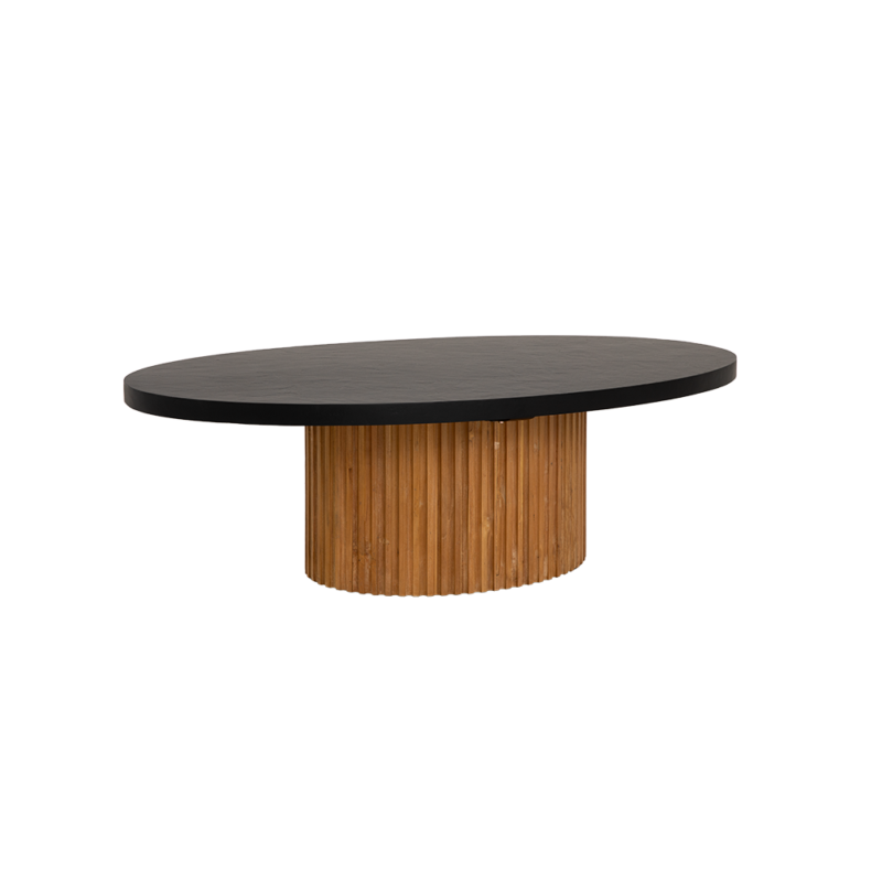 Detail ovaal salontafel palazzo landelijk modern natuurlijk hout