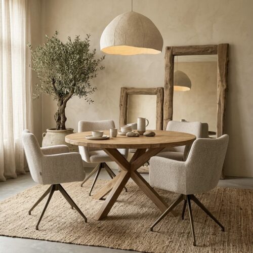 Ronde eettafel Bailar gemaakt van massief teakhout