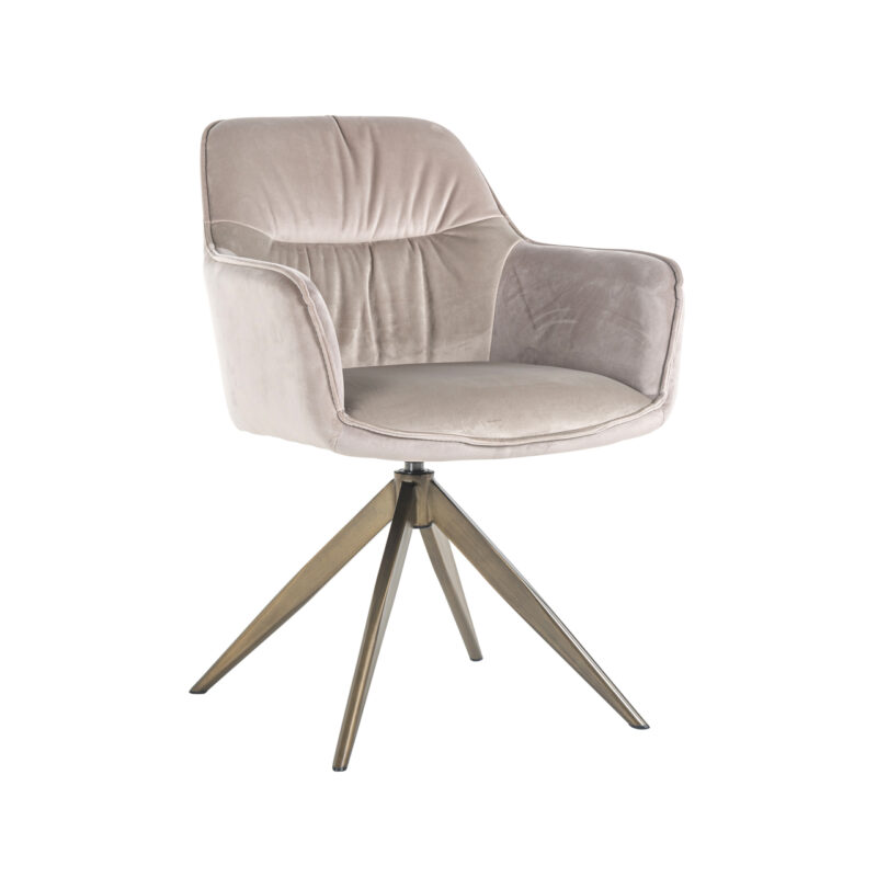 Eetkamerstoel Aline khaki velvet swivel fire retardant