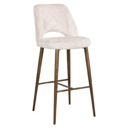 Textuur van de crèmekleurige bekleding van de barstoel Delphine lovely cream