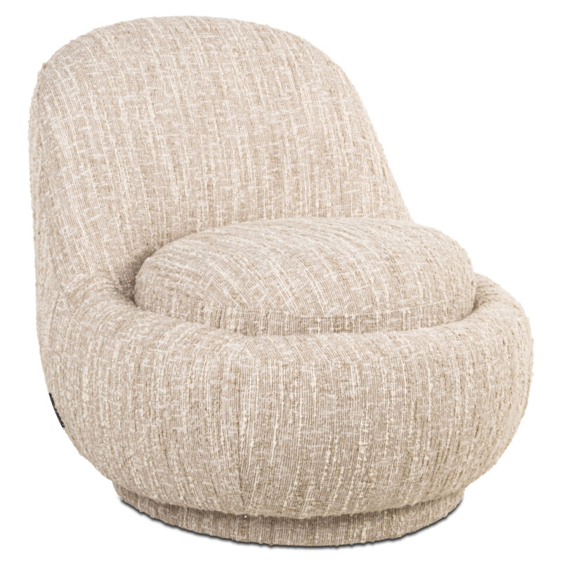 Rugleuning lounge stoel Arlanda beige angora, afgerond en comfortabel