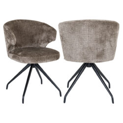 Detail Milly eetkamerstoel, bruin, stof Stone Chenille