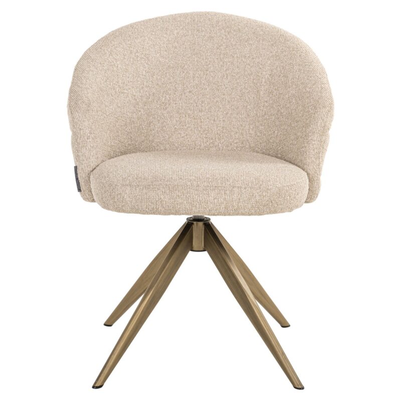 Eetkamerstoel Zendaya biscotti met goudkleurig accent