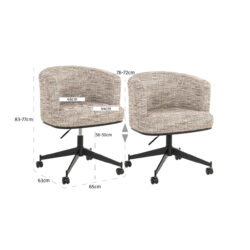 Eetkamerstoel Rochenne trendy nature swivel on wheels