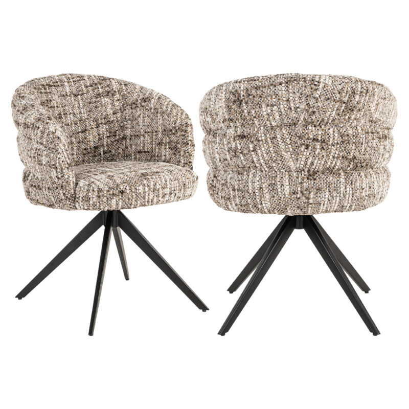 Detail eetkamerstoel Serenity brown omara stof