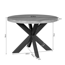 Eettafel Dakota in een interieur met stoelen en lamp