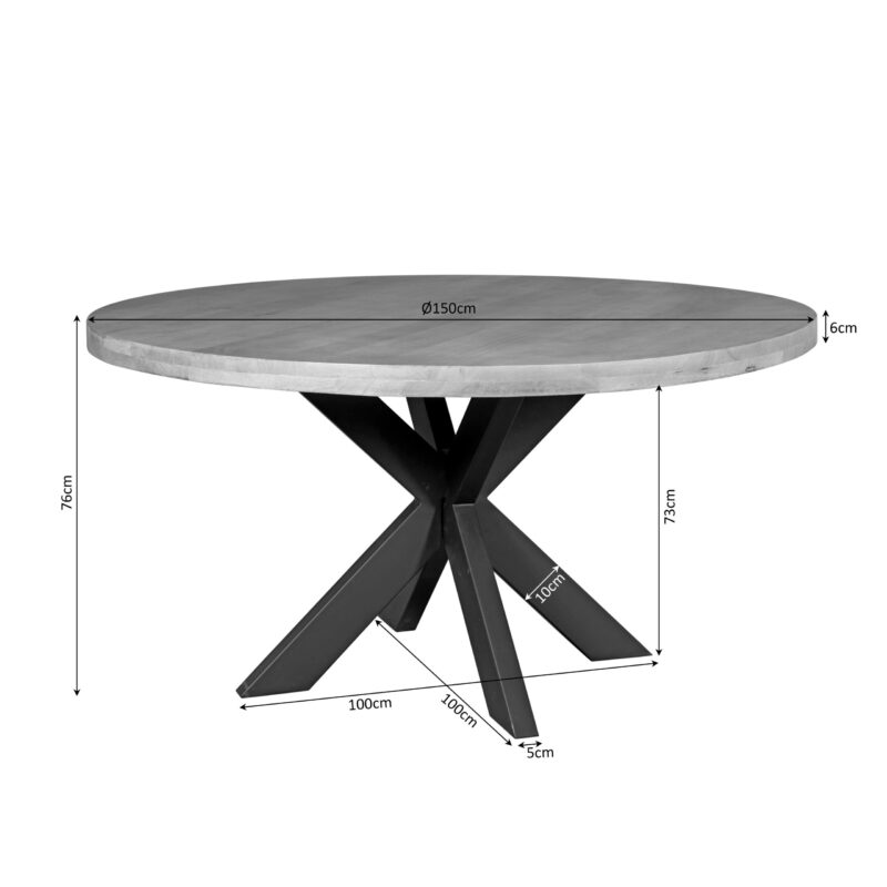 Detail van tafelblad van eettafel Dakota in massief mango hout