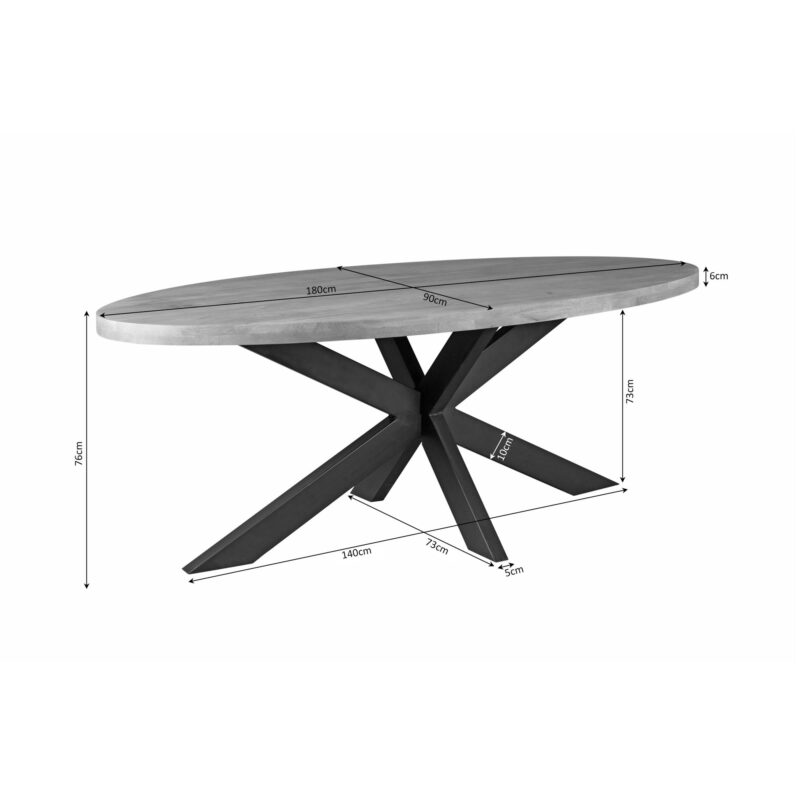 Eettafel Dakota | 180 cm | Ovaal