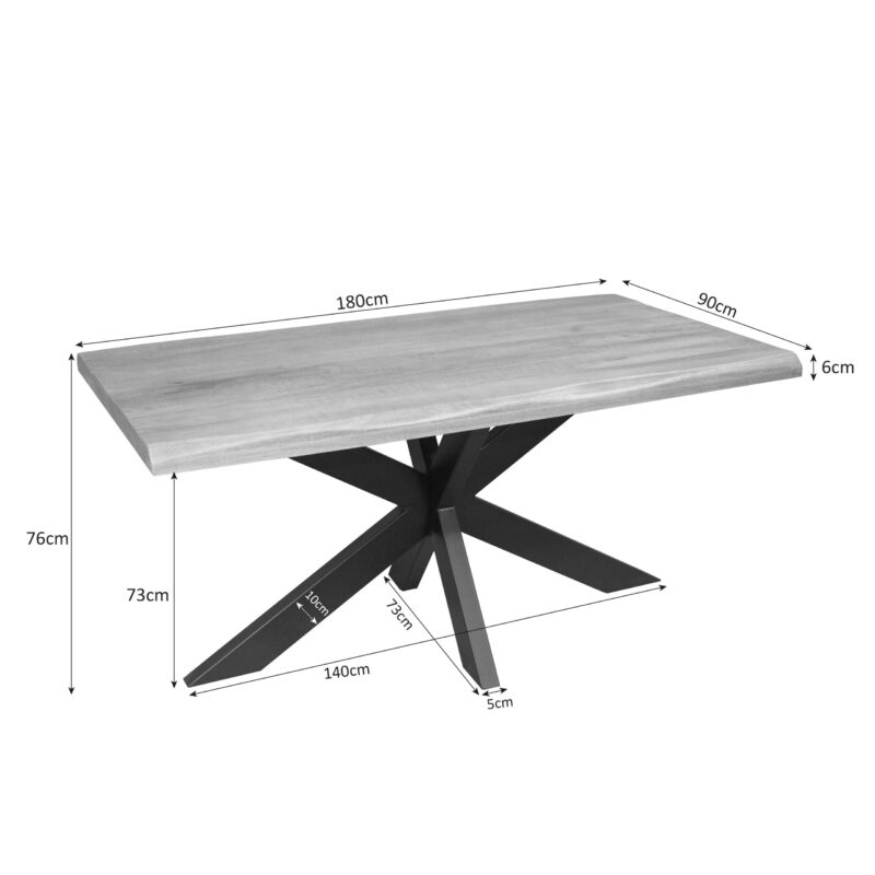 Boomstamtafel Dakota Naturel Mangohout 180 cm