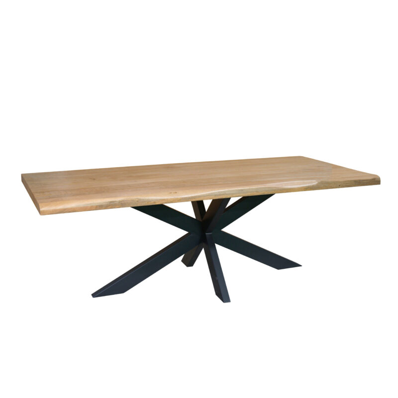 Textuur van boomstamrand op Boomstamtafel Dakota Naturel Mangohout 200 cm