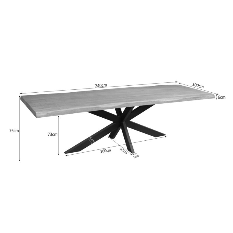 Boomstamtafel Dakota Naturel Mangohout 240 cm