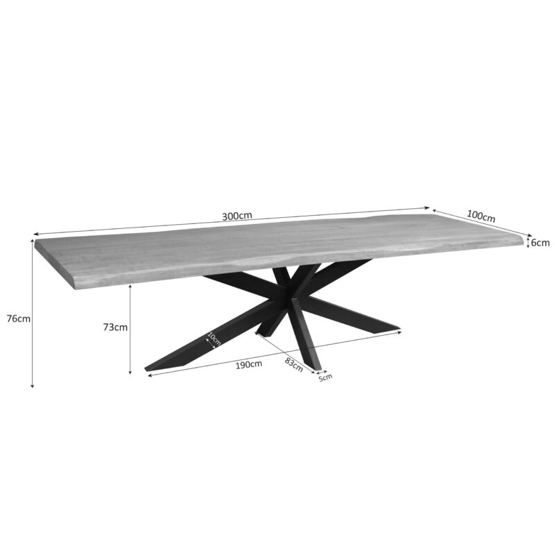 Boomstamtafel Dakota Naturel Mangohout 300 cm