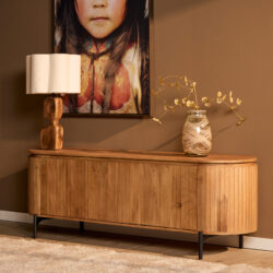 Detail tv meubel Solana, lattenpatroon