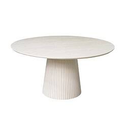 Moderne witte ronde eettafel met gestreepte basis, perfect voor een eigentijdse eetkamer of vergaderruimte, gemaakt van hoogwaardig hout en afgewerkt met een strakke, minimalistische uitstraling.