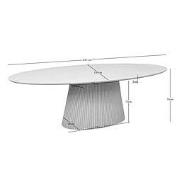 Moderne Mokana eettafel met ovale vorm, afmetingen 240x120 cm, houten onderstel en wit blad, perfect voor eetkamers en moderne interieurs.