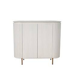 Wit kast met verticale lamellen, modern en stijlvol, perfect voor woonkamer of slaapkamer, gemaakt door Mokana Meubelen.