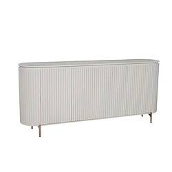 Moderne witte wandkast met verticale lamellen, perfect voor een strakke en stijlvolle inrichting. Gemaakt van hoogwaardig materiaal, ideaal voor woonkamer of slaapkamer.