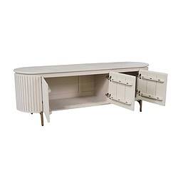 Wit houten dressoir met opbergruimte en dubbele deuren, modern design, geschikt voor woonkamer of slaapkamer, hoogwaardige afwerking, stijlvolle meubelstuk.